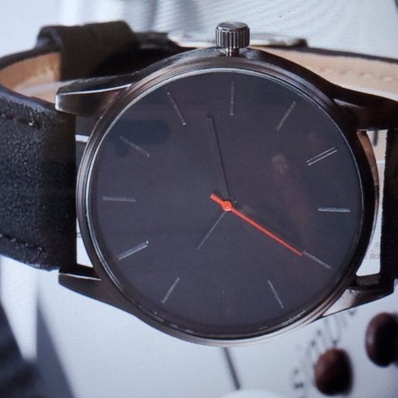 Men Black Round Quartz Watch - Picture 2 of 2